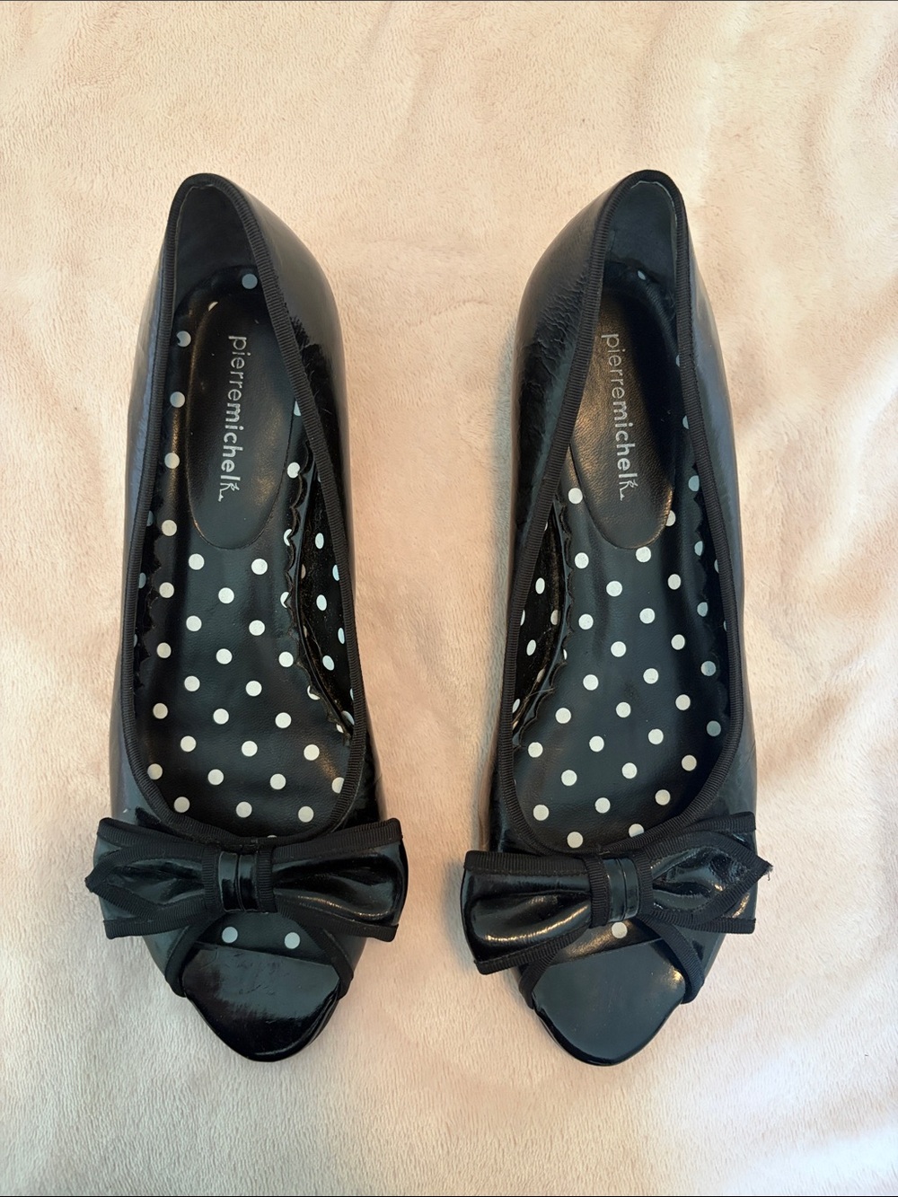 Black Bow Peep Toe Flats